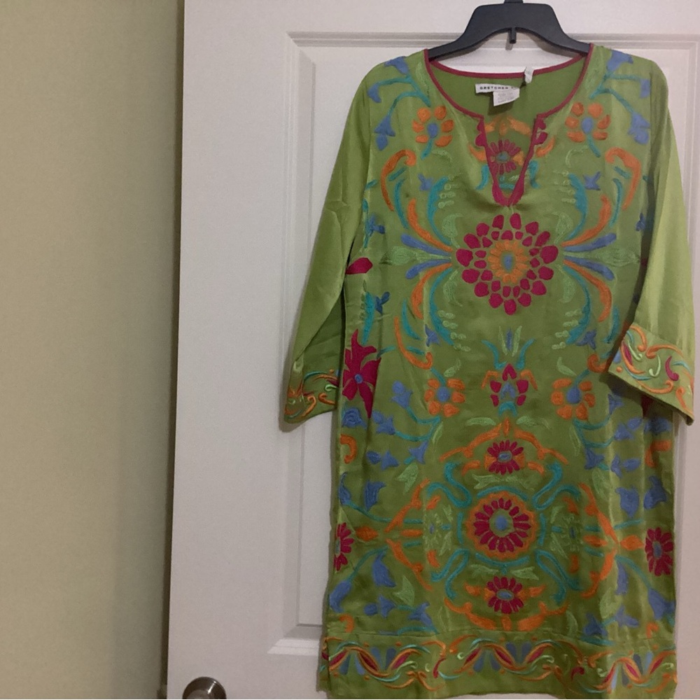 Gretchen Scott Designs Green Floral Tunic